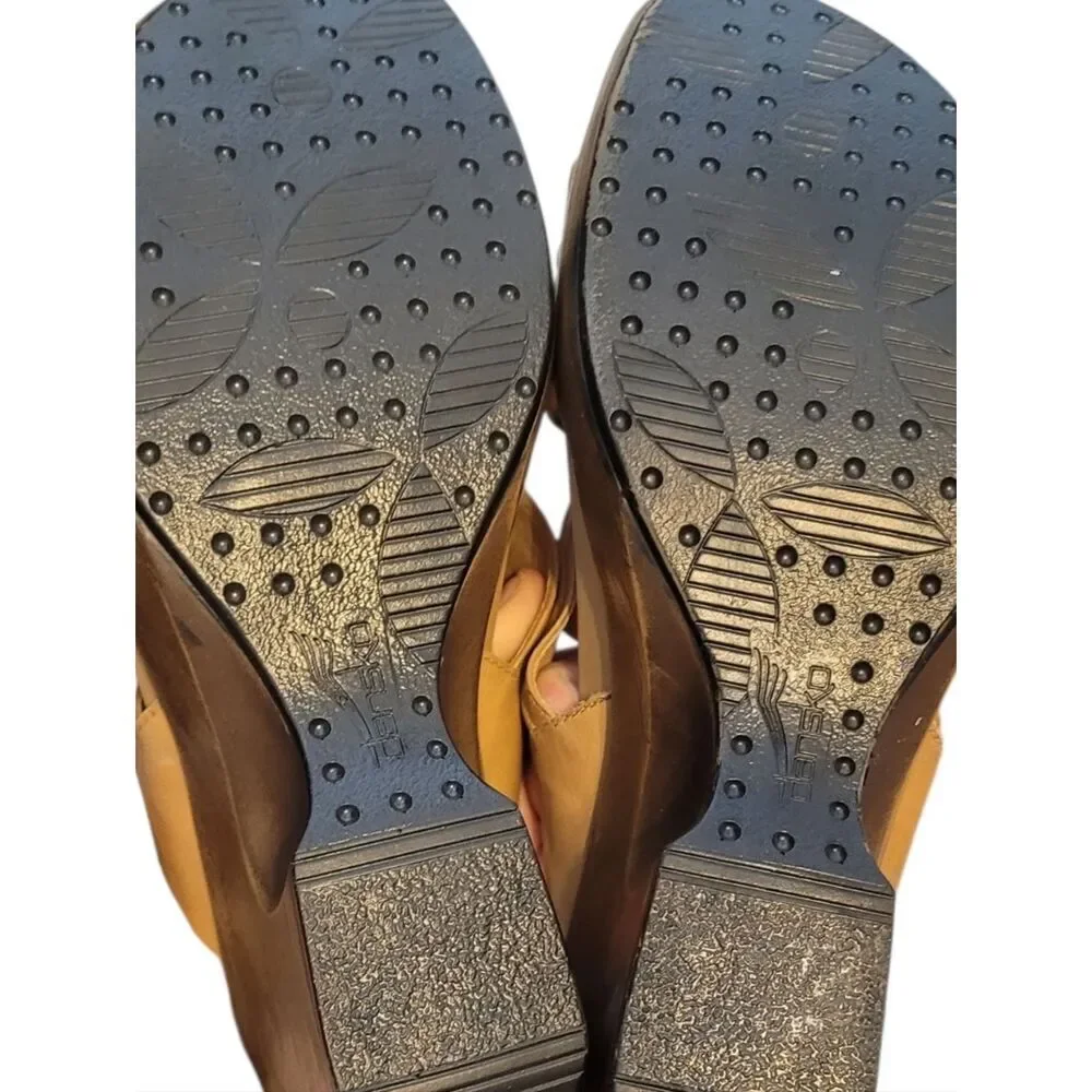 Dansko Nessa Leather Slide Tan Cross-Strap Shoes Women's Size 41/US 10.5